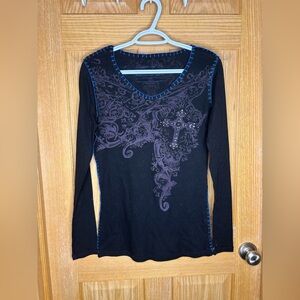 Y2K cowgirl tuff co embellished ribbed top